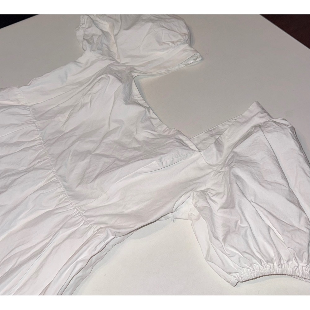ASTR the Label White Cotton Smocked Tiered Midi Dress Puff Sleeve Size Large